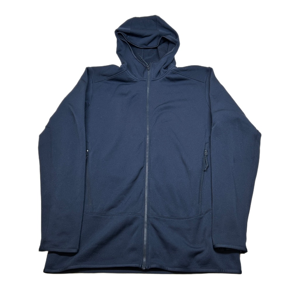 Kirkland Signature Fleece Hoodie‎ Mens Medium Blue Jacket Full Zip Pockets Soft